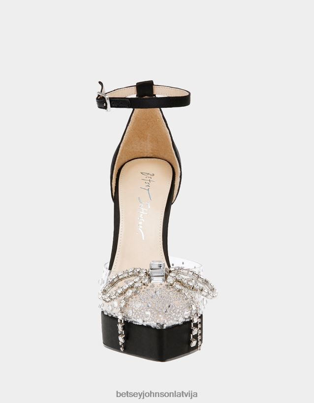 cher melns satīns Betsey Johnson H0660L85 sievietes kurpes