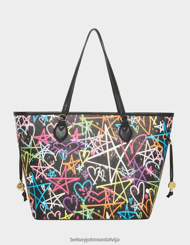 graffiti sweetie 2 tote melns Betsey Johnson H0660L207 sievietes Piederumi