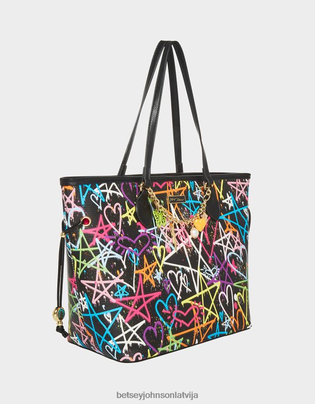 graffiti sweetie 2 tote melns Betsey Johnson H0660L207 sievietes Piederumi