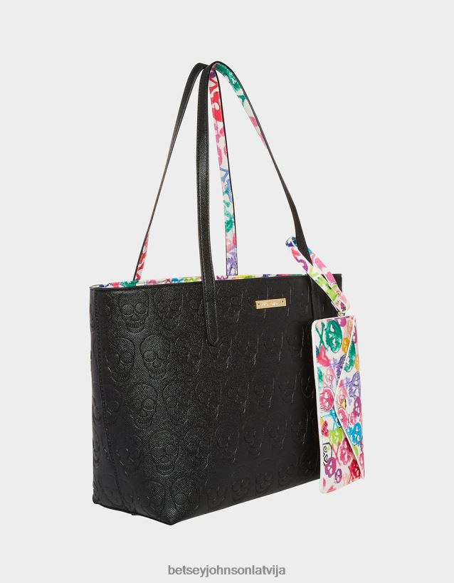 xo galvaskausa tote melns Betsey Johnson H0660L216 sievietes Piederumi